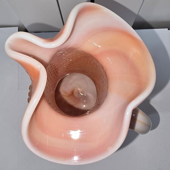 Vintage Footed Peach-Swirl Hobnail Glass Pitcher - Large Decorative Collectible - Picture 11 of 13